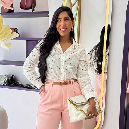Camisão Oversized de Linho Poá