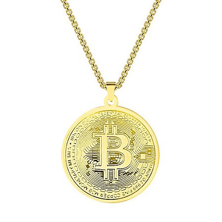 Colar Bitcoin Banhado A Ouro
