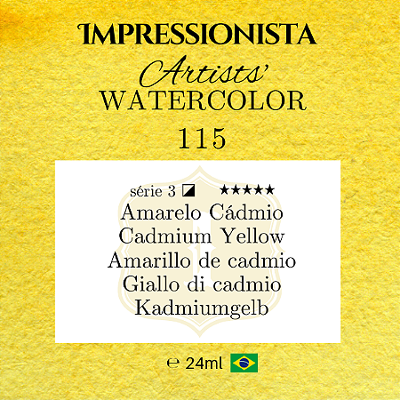 Impressionista Artists' Watercolor 24ml: 115 - Amarelo Cádmio: Série 3 - Aquarela Artesanal