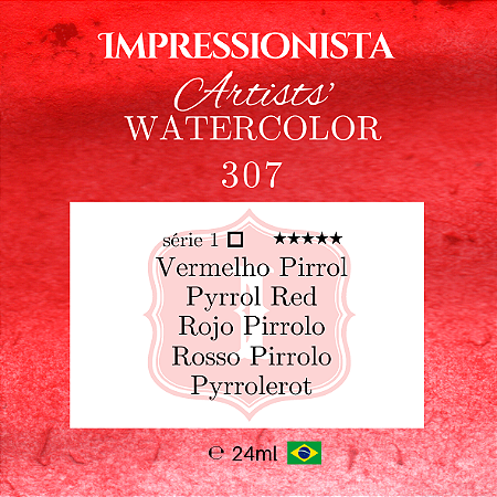 Impressionista Artists' Watercolor 24ml: 307 - Vermelho Pirrol: Série 1 - Aquarela Artesanal