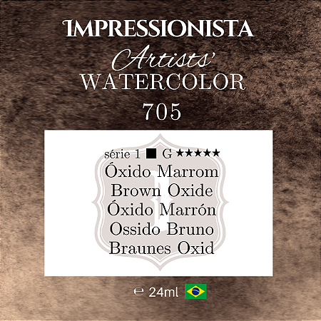 Impressionista Artists' Watercolor 24ml: 705 - Óxido Marrom:  Série 1 - Aquarela Artesanal