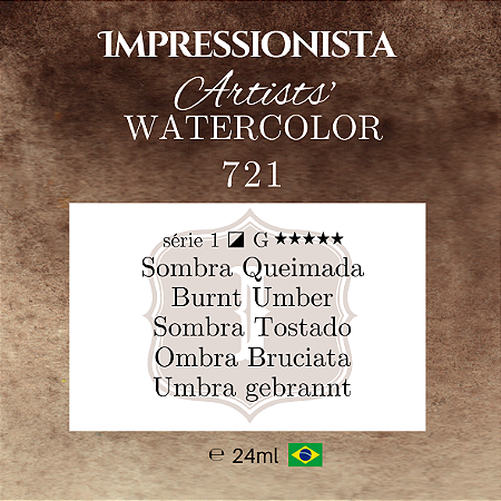 Impressionista Artists' Watercolor 24ml: 721 - Sombra Queimada:  Série 1 - Aquarela Artesanal