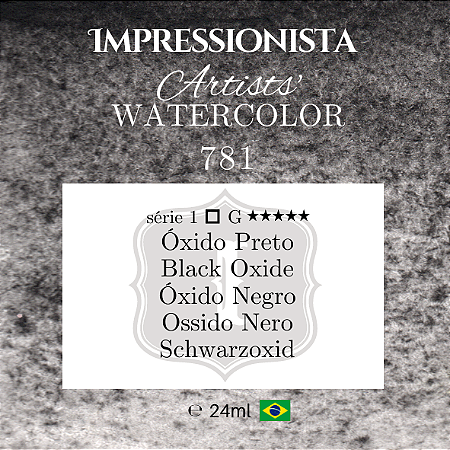 Impressionista Artists' Watercolor 24ml: 781 - Óxido Preto:  Série 1 - Aquarela Artesanal