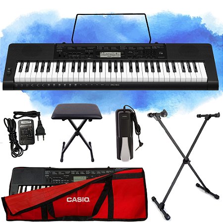 Kit Teclado Casio CTK3500 Musical 5/8 Vermelho Com Banqueta