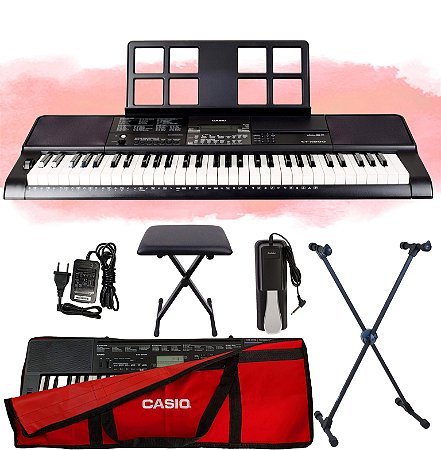 Kit Teclado Casio CTX800 USB Musical 5/8 Vermelho e Banqueta