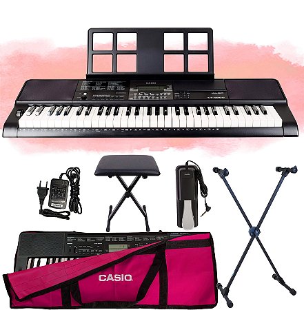 Kit Teclado Casio CTX800 USB Musical 5/8 Rosa Com Banqueta