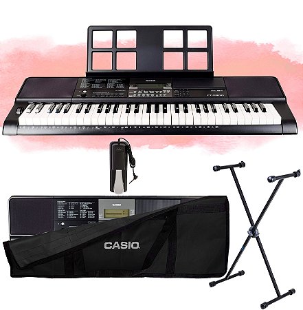 Kit Teclado Casio Profissional CTX800 Capa, Estante e Pedal