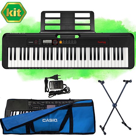 Kit Teclado Casio Tone CT-S195 BK Musical 61 Teclas Completo Azul