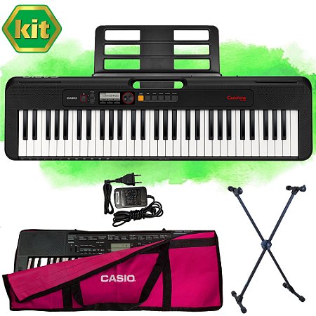 Kit Teclado Casio Tone CT-S195 BK Musical 61 Teclas Completo Rosa