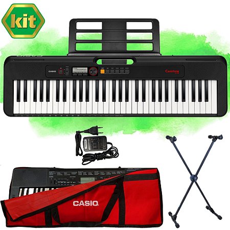Kit Teclado Casio Tone CT-S195 BK Musical 61 Teclas Completo Vermelho