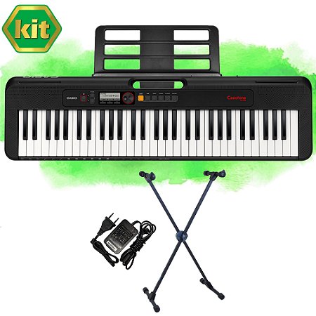 Kit Teclado Casio Tone CT-S195 BK Musical 61 Teclas Preto Com Suporte