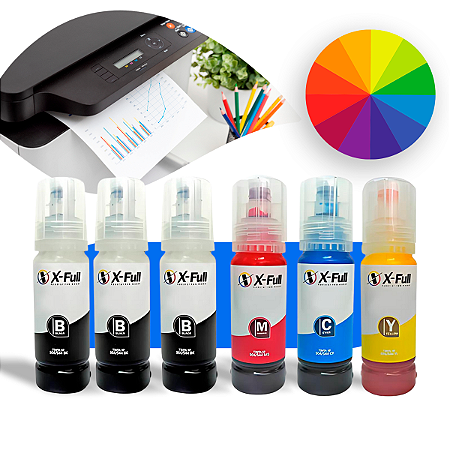 6 Frascos Tinta Compatível Xfull Para  Epson L3250 L3150 L3210 L3110 L5190