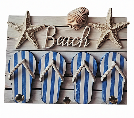 Porta Chaves Beach em MDF – Tema Praiano com Efeito 3D (18x14cm)