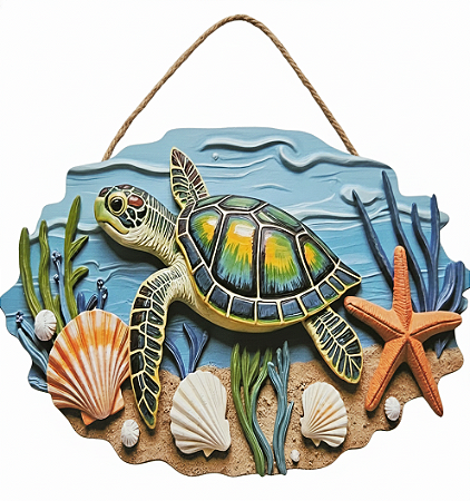 🐢 Quadro Decorativo 3D | Tartaruga Marinha – 25cm X 19cm