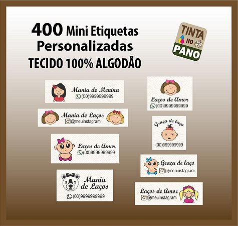 400 Mini Etiquetas Para Laços tecido natural