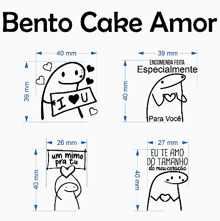 Kit Carimbos Embalagens Bento Cake Amor Tags Sacolas