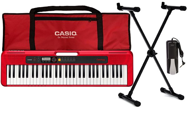 Kit Teclado Casio CTS200 5/8 61 Teclas Suporte Pedal e Capa