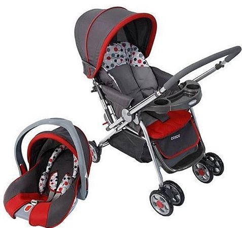 Carrinho de bebê travel system reverse preto rajado com bebê conforto Clearance