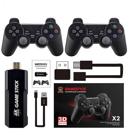 Game stick V2 30 mil jogos + 2 controles sem fio