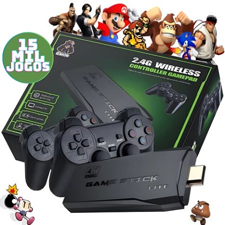 GAME STICK 15 mil jogos com 2 controles de PLAY sem fio