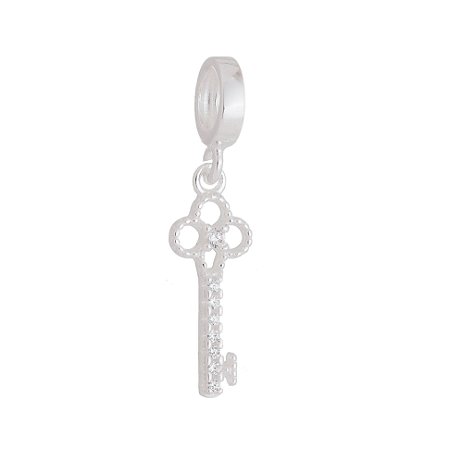 Berloque prata 925 chave de porta com zirconia life charms - Encantada Joias