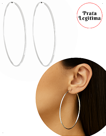 Brinco de prata 925 legítima argola feminina lisa garantia