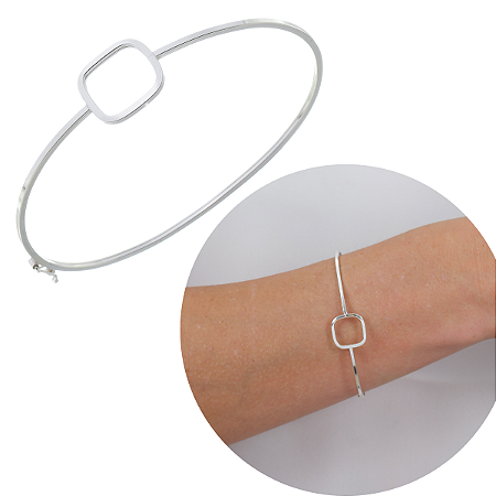 Pulseira Bracelete De Prata 925 Quadrado legitima feminina