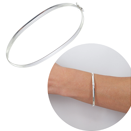 Bracelete Pulseira Largo Feminino Rigido Prata 925 Legitima