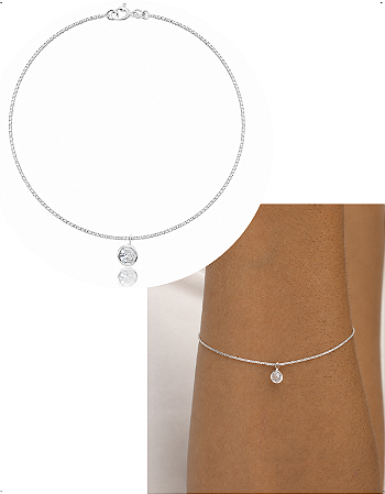 Pulseira Ponto De Luz com Pedra Zirconia Cristal Prata 925