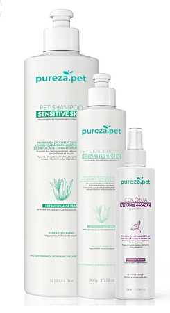 KIT -PET- SHAMPOO 1LITRO + CONDICIONADOR 300ML - LINHA PELE SENSÍVEL + COLÔNIA