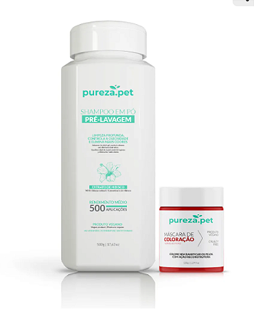 KIT - PET-SHAMPOO EM PÓ + MÁSCARA DE COLORAÇÃO - VERMELHO PURO VEGANO