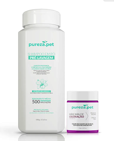 KIT - PET-SHAMPOO EM PÓ + MÁSCARA DE COLORAÇÃO - ROXO BRILHO