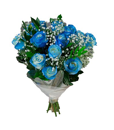 Belíssimo bouquet de rosas azuis