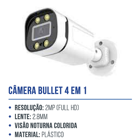 CÂMERA BULLET COLORIDA A NOITE 4X1 2MP 2.8MM SIGMA-C2220B AITEK