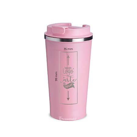 Copo Térmico Coffe Starbucks Rosa Personalizado 500ml