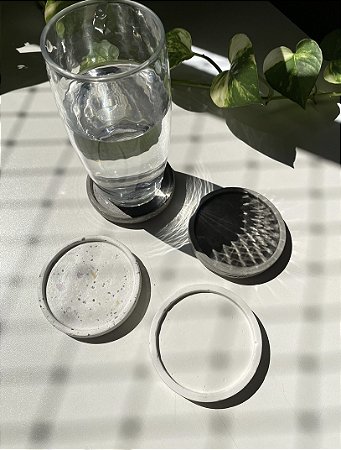 Conjunto Porta Copos 4 Peças Granilite ou Concreto