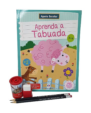 Kit Aprenda a Tabuada + 2 Lápis Borracha Apontador Faber Castell