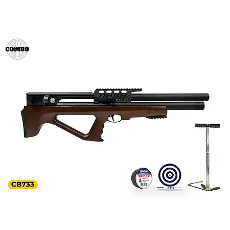Carabina de Pressão PCP Rossi R35 Bullpup Madeira 5,5mm + Bomba + Chumbinho + Alvo