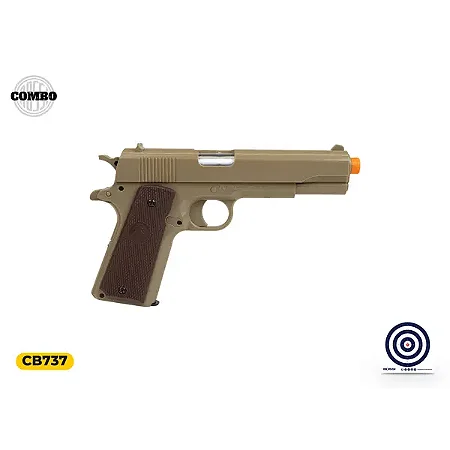 Pistola de Pressão KWC 1911 Mola TAN 6 mm + Alvo