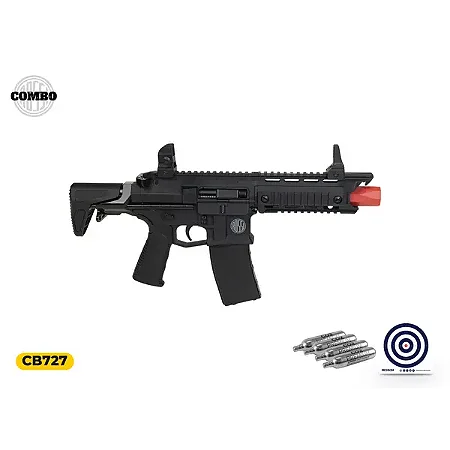 Rifle de Pressão CO2 Rossi AR15 Dragon Full Auto 4,5 mm + Cápsula de Co2 + Alvo