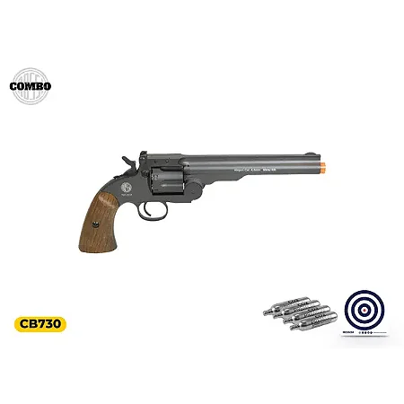 Revolver de Pressão CO2 Rossi Cowboy 7 Poleg. 4,5 mm + Cápsula de Co2 + Alvo