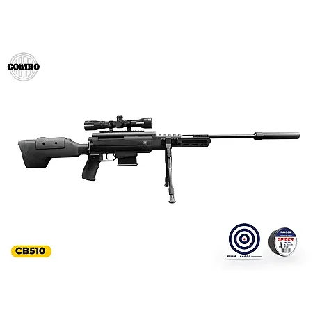 Carabina de Pressão Rossi Black Ops Gas Ram 5,5 mm + Luneta + Chumbinho + Alvo