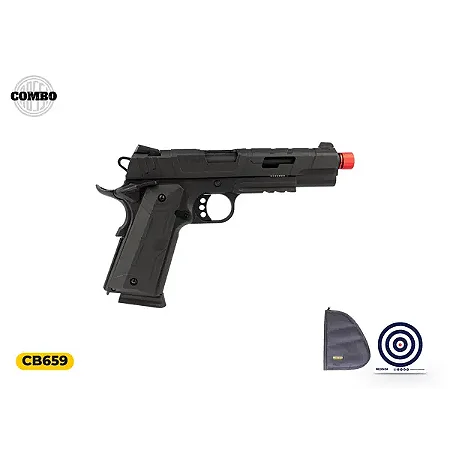 Pistola Airsoft Green Gas Rossi 1911 Redwings Blowback 6mm + Capa + Alvo