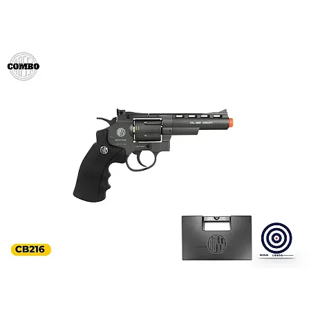 Revolver de Airsoft CO2 Rossi Oxidado 4 Polegadas 6 mm + Cápsula de Co2 + Maleta Plastica