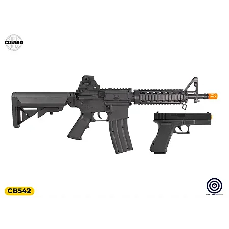 Kit Airsoft Rifle Vg M4A1 6mm e Pistola Vg V307 Mola 6mm + Alvo