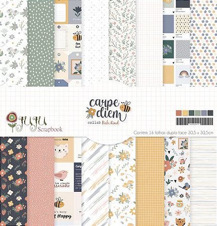 Kit Papéis Coordenado - Coleção Carpe Diem - JuJu Scrapbook