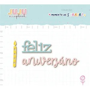 Enfeite Chipboard Colorido Assoprar a Vela - Coleção Momento de Sorrir Juju Scrapbook
