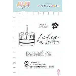 Carimbo G Feliz Aniversário- Coleção Momento de Sorrir - JuJu Scrapbook