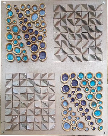 Painel em cerämica artesanal sobre placa de fibrocimento 80 X 100 cms uso externo e interno
