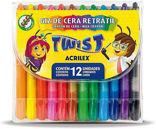 Giz de Cera Retrátil Twist 12 Cores - ACRILEX